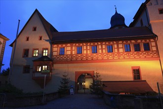 Imperial Palace in Forchheim, illuminated during the Christmas market, Upper Franconia, Bavaria,