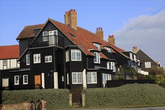 Large black clapboard house at Thorpeness, Suffolk, England, UK