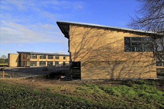 Construction of wood cladded buildings at Riduna park, Suffolk Coastal council, Melton, Suffolk,