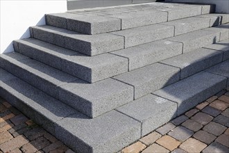 Modern block staircase in the exterior of a residential building