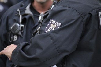 Berlin police emblem on the uniform of a police officer