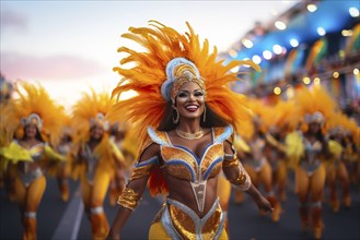 Captivating image capturing the essence of the Rio Carnival, showcasing a dancer adorned in an