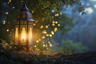 Ramadan lantern background, evoking the rich traditions and serene moments of the holy month, AI