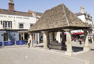 The Buttercross market building dating from 1570s in town centre, Chippenham, Wiltshire, England,