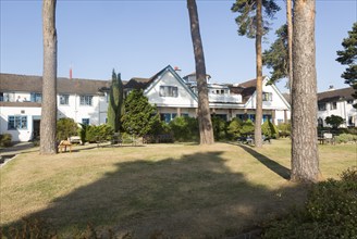 Buildings and garden of Knoll House Hotel, Studland, Swanage, Dorset, England, UK 1930s