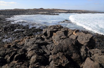 Coastal landscape near Majanicho on north coast of Fuerteventura, Canary Islands, Spain, Europe