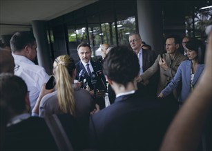 Christian Lindner (FDP), Federal Minister of Finance, photographed during a press statement after a