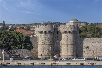 Thalassini Gate, city wall, Rhodes town, Rhodes, Dodecanese, Greek island, Greece, Europe