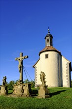 Gangolf Chapel, with crucifixion group, Fladungen, Rhön, Bavarian Rhön, Rhön, Lower Franconia,