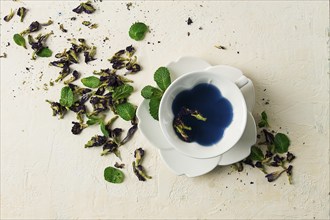 Butterfly pea tea. Cup of Thai tea, drink, Breakfast, Anchan