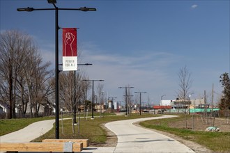 Detroit, Michigan, A mostly-finished section of the Joe Louis Greenway. When complete, the Greenway