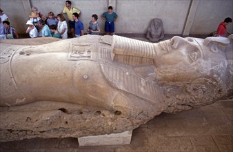 Granite colossus of Ramses II, open-air museum, Memphis, Cairo, Egypt, September 1989, vintage,