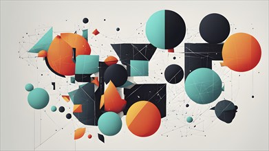 Minimalist illustration, abstract wallpaper as symbol for technical and geometric objects, AI