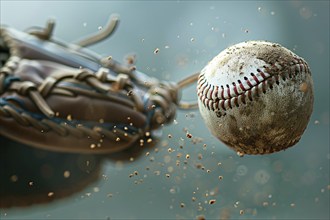 Close up of baseball glove and ball. Generative AI, AI generated