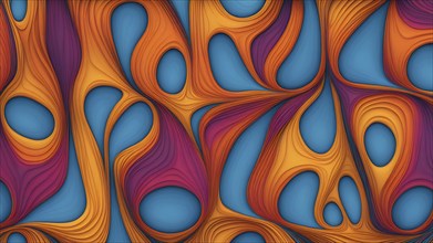 Seamless abstract pattern of vector fluid curved lines creating a dynamic ripple effect in vibrant