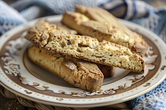 Italian Biscotti cookies on plate. Generative AI, AI generated