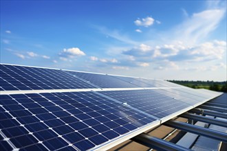 Solar panels and blue sky. KI generiert, generiert, AI generated