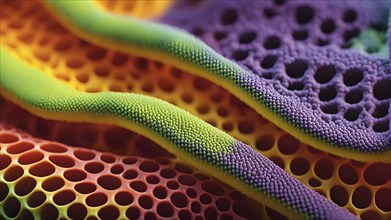 Nano material inspired by gecko feet with intricate patterns and vibrant colors representing