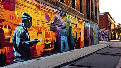 AI generated street art graffiti tour featuring immersive murals and interactive elements in