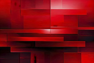 Abstract background composed of overlapping rectangles in various shades of red, AI generated