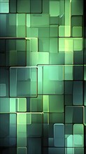 Abstract background composed of overlapping rectangles in various shades of green, AI generated