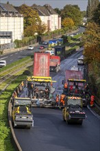 New whisper asphalt surface for the A40 motorway, in the city of Essen, direction Dortmund, 95, 000