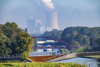 New bridge over the Rhine-Herne Canal and the Emscher, leap over the Emscher, bicycle and