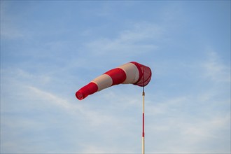 Windsock on a gliding airfield, blue sky, Bavaria, Germany, Europe