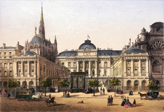 Palace of Justice and Ste. Chapelle, Paris around 1870, France, Historical, digitally restored