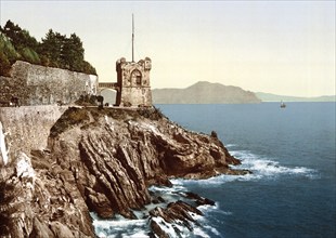 Der Turm, Nervi, Genua, Italien, The tower, Genoa, Italy, Historic, digitally restored reproduction