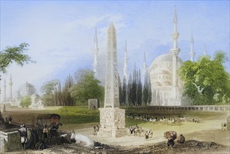 The Atmeidan or Hippodrome, Constantinople, Historical, digitally restored reproduction from a 19th