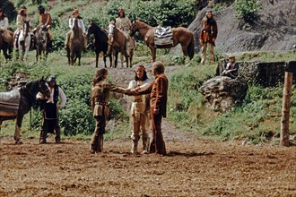 Pierre Brice as Winnetou and other actors in The Treasure in Silver Lake, Karl May Festival,