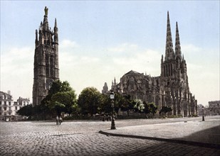 Bordeaux. Place Pey, Berland et Cathedrale, France, c. 1890, Historic, digitally restored