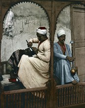 Cairo, Peasants and woman on their way home from the fields, Egypt, Historical, digitally restored