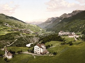 Lower Engadine, Vulpera, General view, Graubuenden, Switzerland, Historical, digitally restored