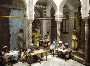 Luce Ben Aben, School of Arab Embroidery, Algiers, Algeria, ca 1890, Historical, digitally restored