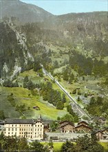 Lauterbrunnental- und Murrenbahn, Berner Oberland, Schweiz, Historische, digital restaurierte