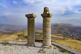 Karakus tumulus, Bull columns, Adiyaman province, Turkey, Asia