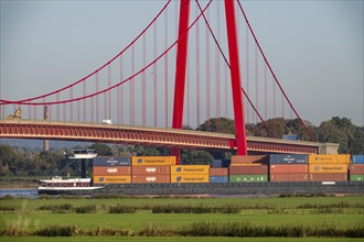 The Emmerich Rhine bridge, federal road B220, Germany's longest suspension bridge, is currently