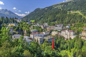 View of the village with Radhausberg 2613m, Bad Gastein, Gastein valley, Hohe Tauern, Pongau,