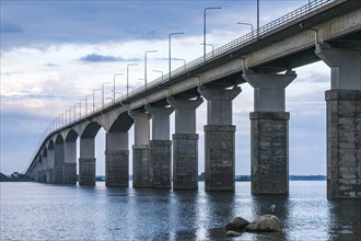 Atmospheric view of the Öland Bridge (Ölandsbron) in the evening light, which connects the mainland