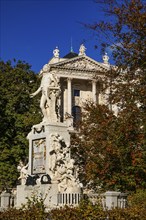 Mozart monument in the Burggarten, behind the façade of the House of Austrian History, Burggarten,