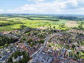 Helmsley Village from a drone, North York Moors National Park, North Yorkshire, UK