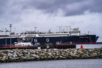 Liquefied natural gas terminal, LNG terminal in the harbour of Sassnitz-Mukran on the island of