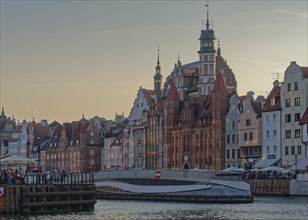 Evening atmosphere in the harbour district in the city centre of Gdansk. Gdansk, Pomerania, Poland,