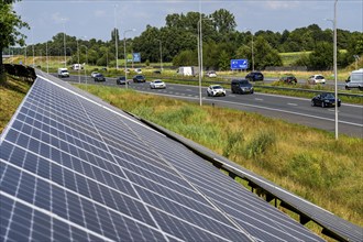 A58 motorway, photovoltaic systems were installed on the slopes to the side of the carriageway, use