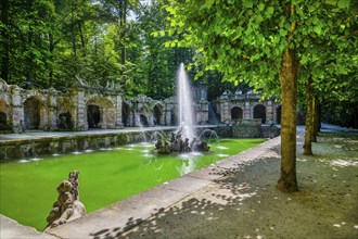 Lower Grotto with water features in the Hermitage Palace Park, Bayreuth, Upper Franconia,