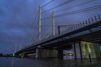 New construction of the motorway bridge Neuenkamp of the A40, over the Rhine near Duisburg,