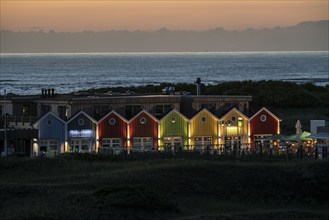 North Sea island of Langeoog, Dünenweg, evening, restaurants and shops in the dunes, Lower Saxony,