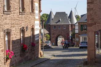 The Düren Tor, tower gate of the town fortifications of the town of Nideggen, Eifel, North